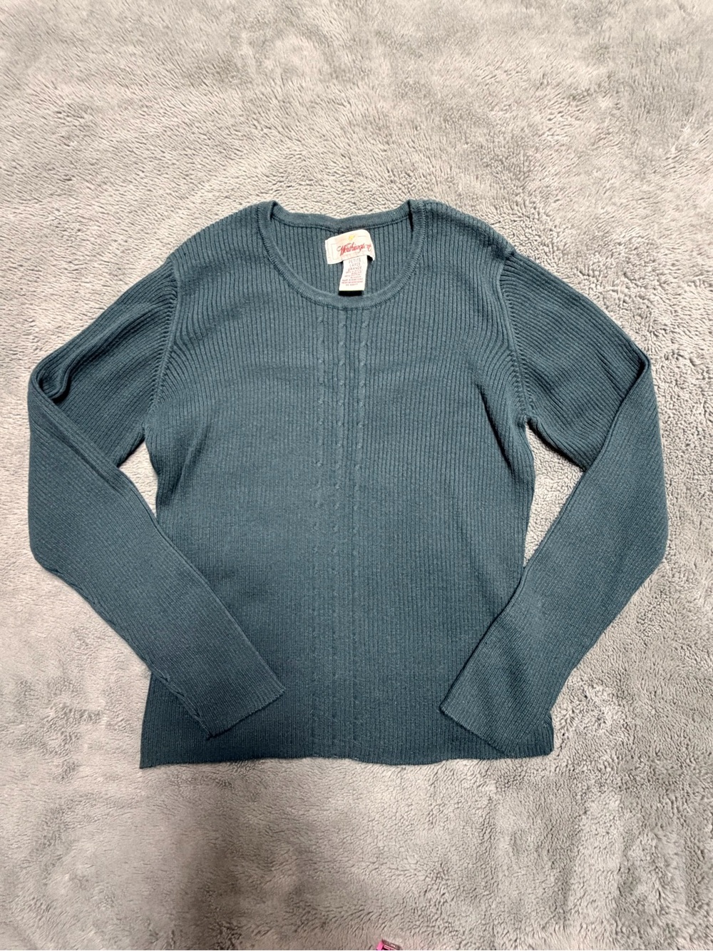 Worthington large petite Teal Cable Knit Long Sleeve Sweater